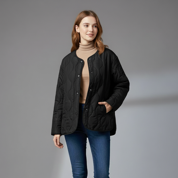 Svea Women’s Quilted Winter Jacket | Padded, Long Sleeves black | The Lineage