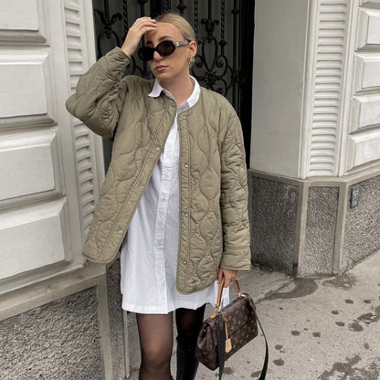 Svea Women’s Quilted Winter Jacket | Padded, Long Sleeves khaki | The Lineage