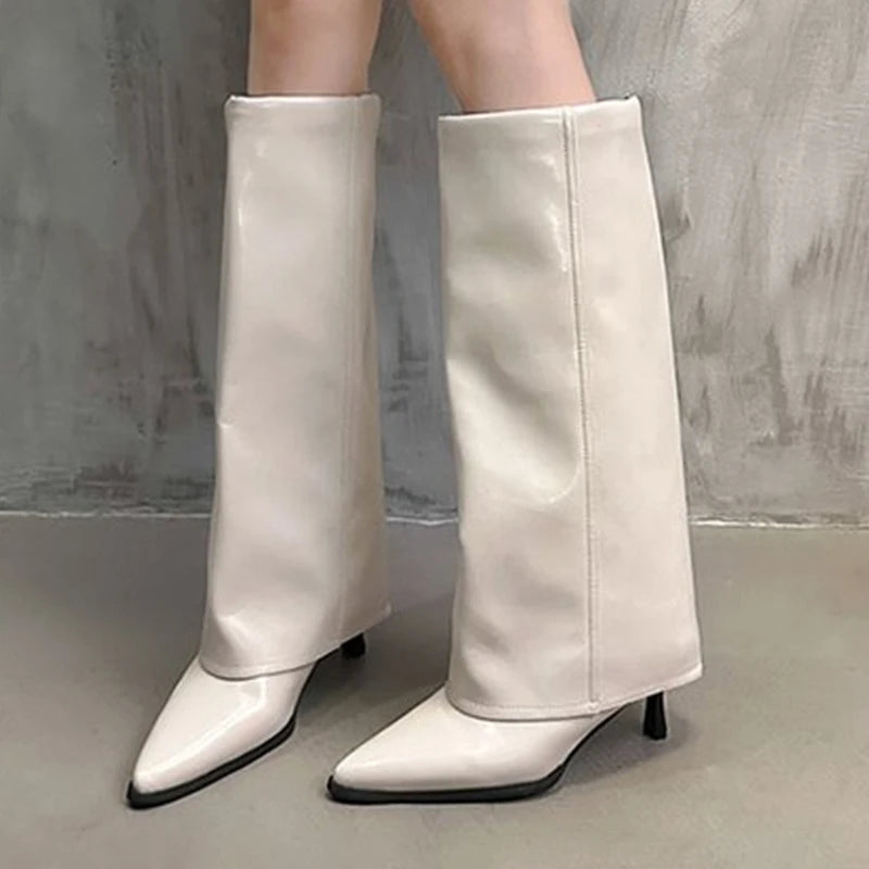 Terral Women’s Knee-High Boots with Pointed Heel | Elegant, Feminine Silhouette | The Lineage