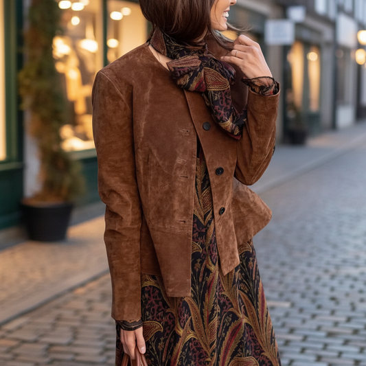 Veral Women’s Casual Coat | Single-Breasted, Round Neckline coffee | The Lineage