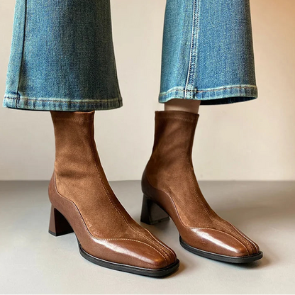 Vezal Women’s Streetstyle Ankle Boots in Leather Look | Square toe | The Lineage