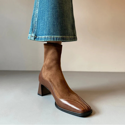 Vezal Women’s Streetstyle Ankle Boots in Leather Look | Square toe | The Lineage