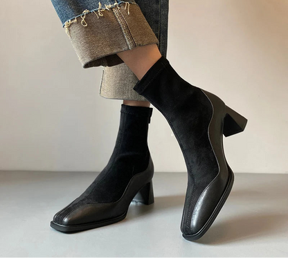 Vezal Women’s Streetstyle Ankle Boots in Leather Look | Square toe | The Lineage