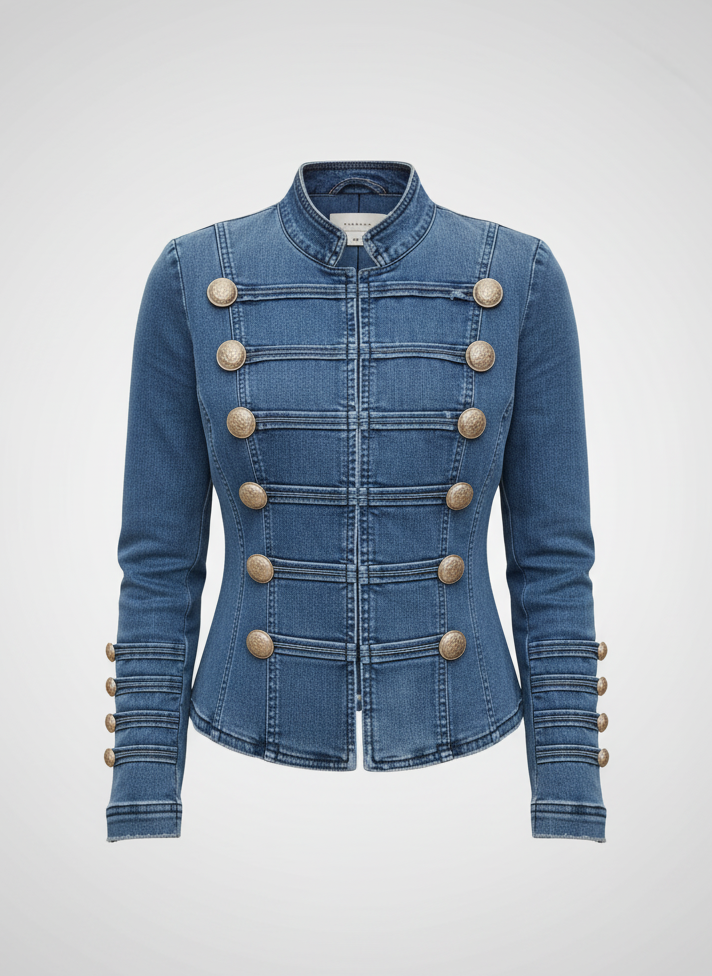 Welya Women’s Denim Jacket Slim Fit | Double-Breasted, Tailored Fit | The Lineage