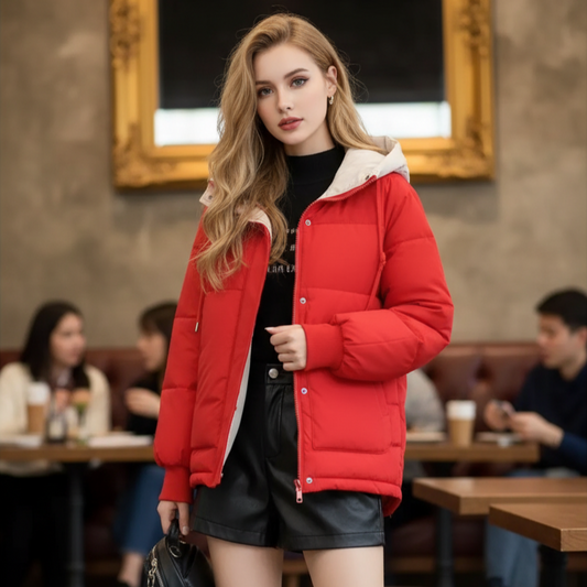 Wendelin Women's Padded Winter Jacket with Hood | Warm, Water-Repellent red | The Lineage