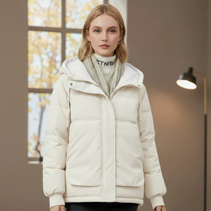 Wendelin Women's Padded Winter Jacket with Hood | Warm, Water-Repellent beige | The Lineage