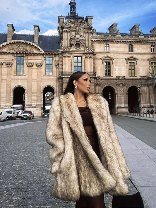 Zela Women's Oversized Faux Fur Winter Coat | Warm, Long Sleeve | The Lineage