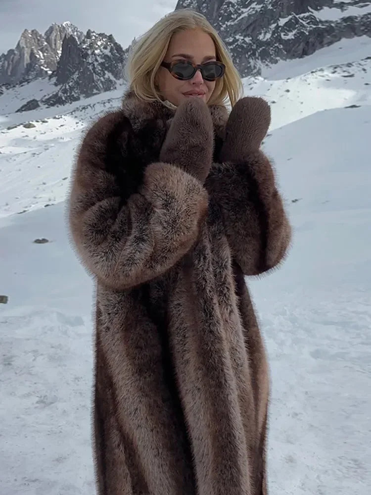 Zova Women’s Faux Fur Coat, Winter Lined | Fluffy, Long Sleeves | The Lineage